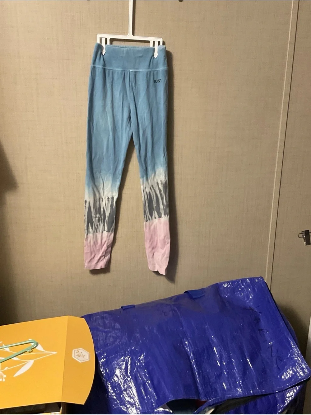Justice Blue, Gray and Pink Tie-Dye Leggings
